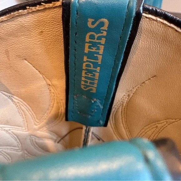 Vintage Sheplers Gorgeous Teal Blue Tall Western Boots. - Picture 15 of 16